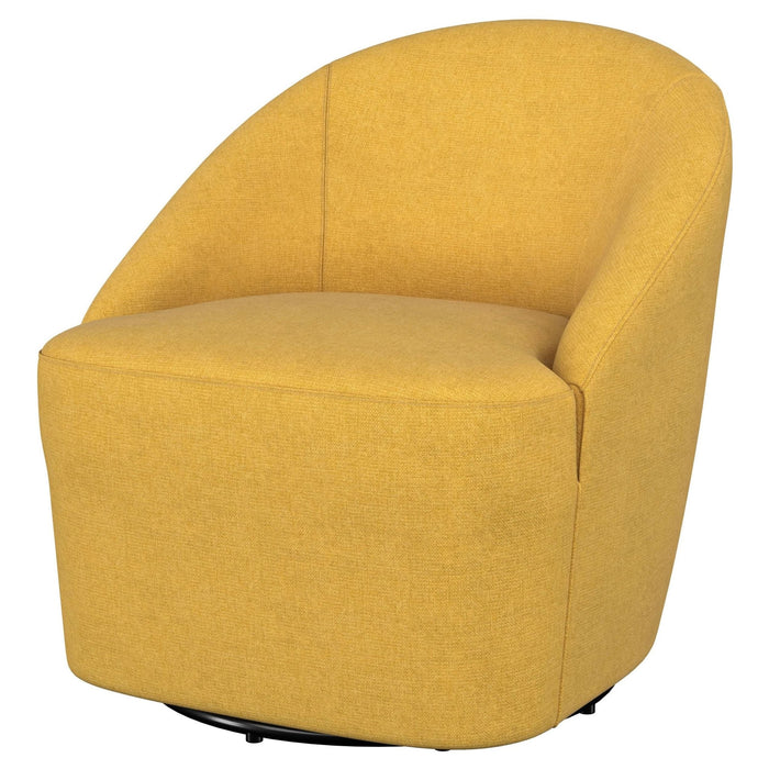 Leon Upholstered Barrel Accent Swivel Chair Mustard Yellow - Walo Furniture