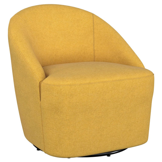 Leon Upholstered Barrel Accent Swivel Chair Mustard Yellow - Walo Furniture