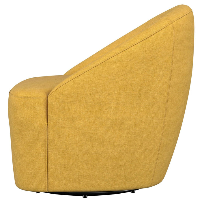 Leon Upholstered Barrel Accent Swivel Chair Mustard Yellow - Walo Furniture