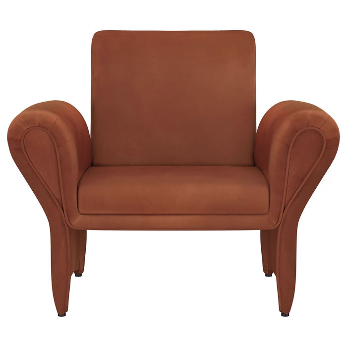 Liana Upholstered Roll Arm Accent Armchair Rust Orange - Walo Furniture