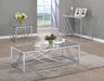 Lille 3 - piece Glass Top Coffee End Sofa Table Set Chrome - Walo Furniture