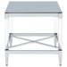 Lindley Square Tempered Mirror Acrylic Side End Table Chrome - Walo Furniture