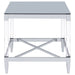 Lindley Square Tempered Mirror Acrylic Side End Table Chrome - Walo Furniture