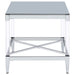 Lindley Square Tempered Mirror Acrylic Side End Table Chrome - Walo Furniture