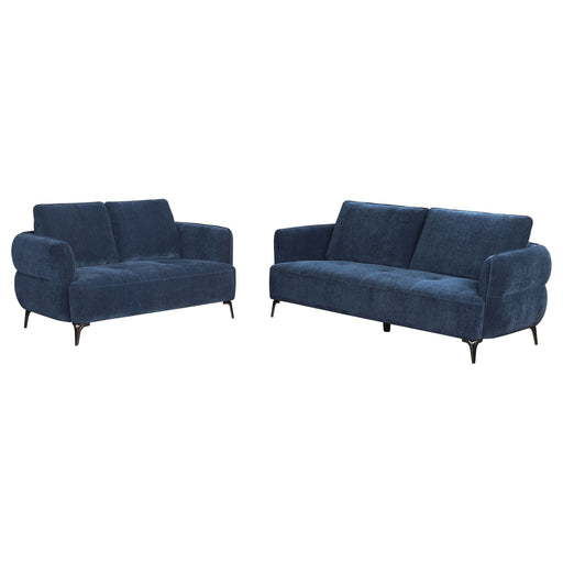 Lively 2 - piece Chenille Upholstered Sofa Set Blue - Walo Furniture