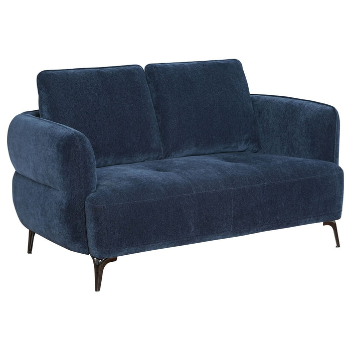 Lively 3 - piece Chenille Upholstered Sofa Set Blue - Walo Furniture