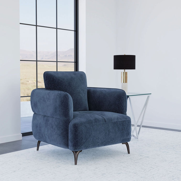 Lively Chenille Upholstered Modern Track Arm Chair Blue - Walo Furniture