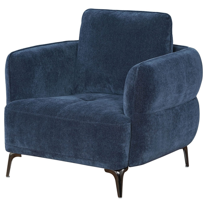 Lively Chenille Upholstered Modern Track Arm Chair Blue - Walo Furniture