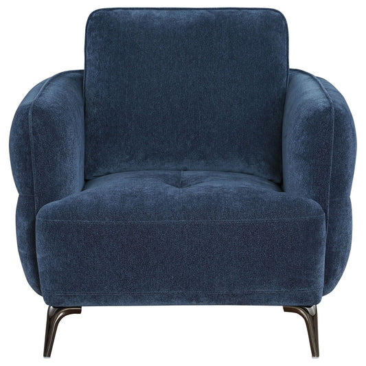 Lively Chenille Upholstered Modern Track Arm Chair Blue - Walo Furniture