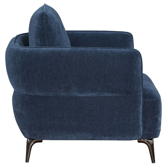 Lively Chenille Upholstered Modern Track Arm Chair Blue - Walo Furniture