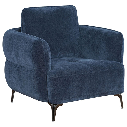 Lively Chenille Upholstered Modern Track Arm Chair Blue - Walo Furniture