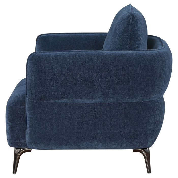 Lively Chenille Upholstered Modern Track Arm Chair Blue - Walo Furniture