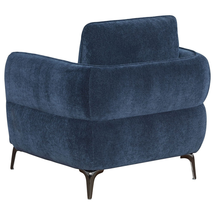 Lively Chenille Upholstered Modern Track Arm Chair Blue - Walo Furniture