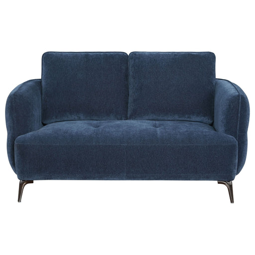 Lively Chenille Upholstered Modern Track Arm Loveseat Blue - Walo Furniture