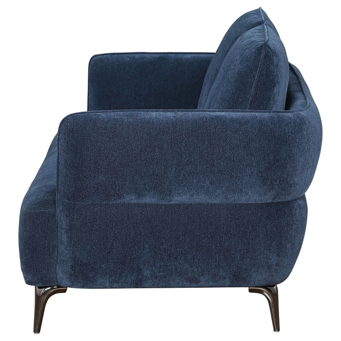 Lively Chenille Upholstered Modern Track Arm Loveseat Blue - Walo Furniture