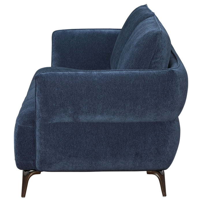 Lively Chenille Upholstered Modern Track Arm Sofa Blue - Walo Furniture