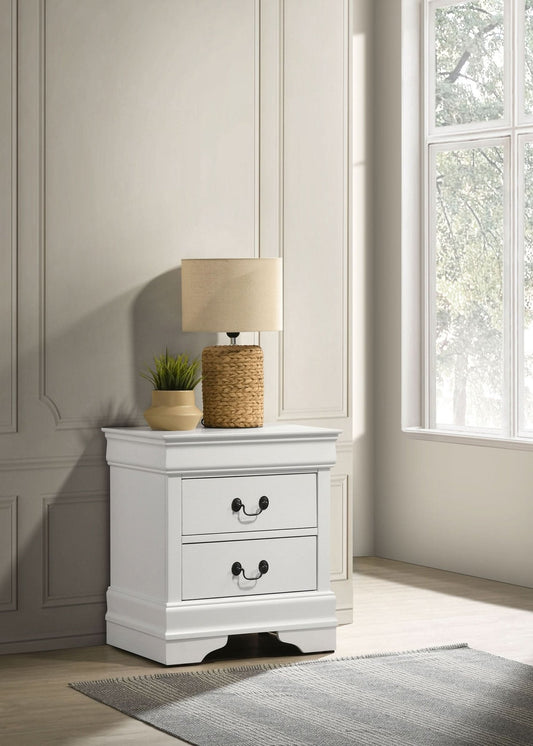 Louis Philippe 2 - drawer Nightstand Bedside Table White - Walo Furniture