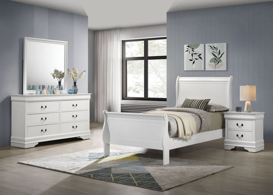 Louis Philippe 4 - piece Twin Bedroom Set White - Walo Furniture