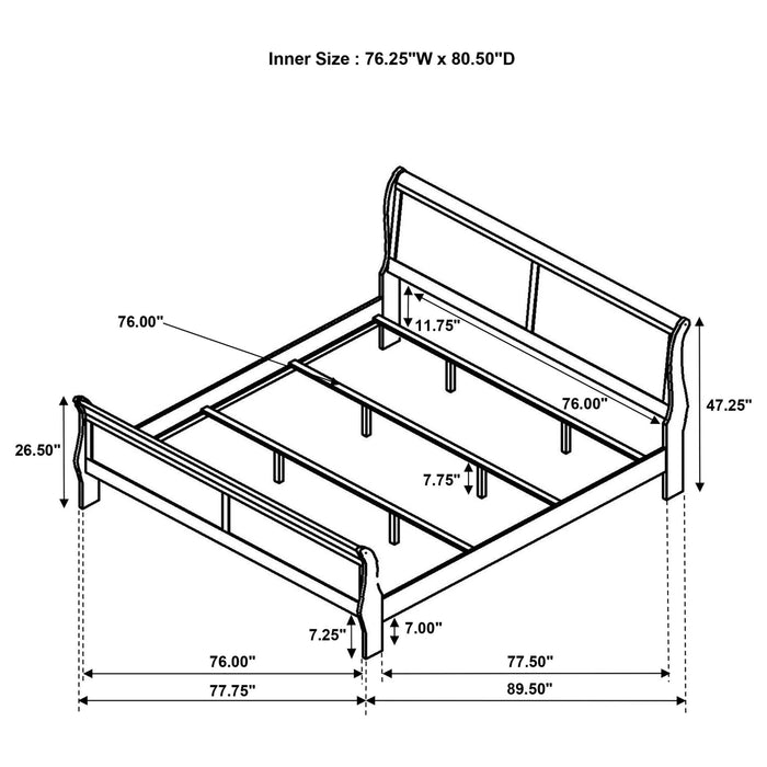 Louis Philippe 47 - inch Eastern King Sleigh Panel Bed White - Walo Furniture