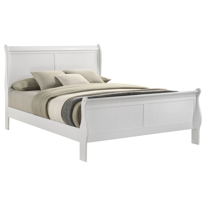 Louis Philippe 47 - inch Eastern King Sleigh Panel Bed White - Walo Furniture