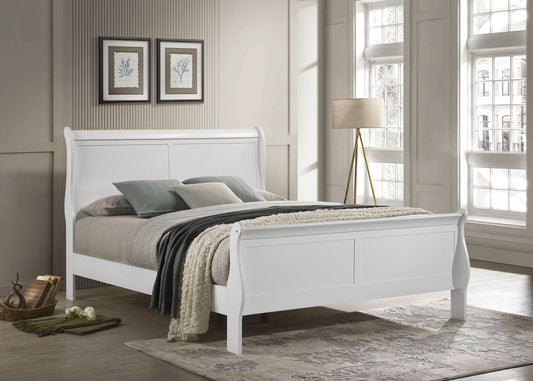 Louis Philippe 47 - inch Eastern King Sleigh Panel Bed White - Walo Furniture