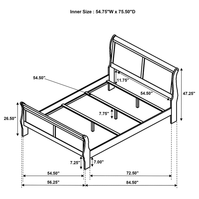 Louis Philippe 47 - inch Full Sleigh Panel Bed White - Walo Furniture