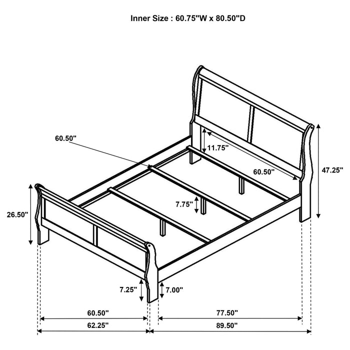 Louis Philippe 47 - inch Queen Sleigh Panel Bed White - Walo Furniture