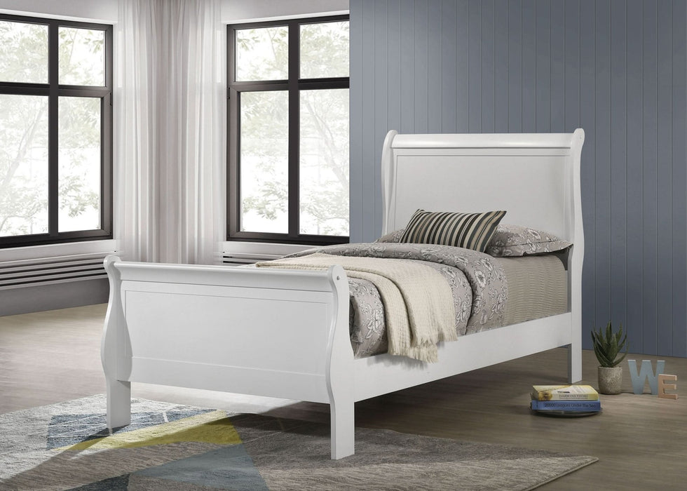 Louis Philippe 47 - inch Twin Sleigh Panel Bed White - Walo Furniture