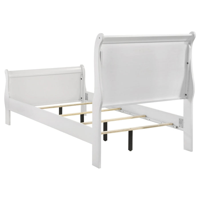 Louis Philippe 47 - inch Twin Sleigh Panel Bed White - Walo Furniture