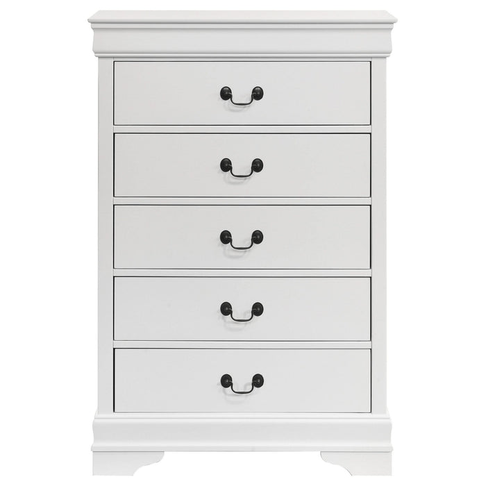 Louis Philippe 5 - drawer Bedroom Chest White - Walo Furniture