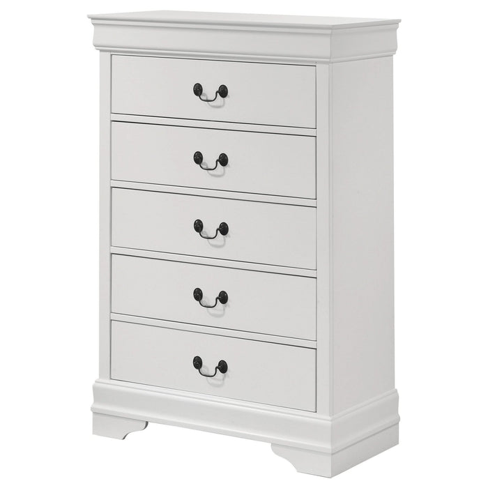 Louis Philippe 5 - drawer Bedroom Chest White - Walo Furniture