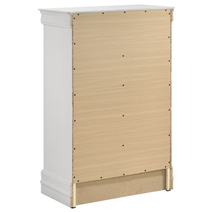 Louis Philippe 5 - drawer Bedroom Chest White - Walo Furniture