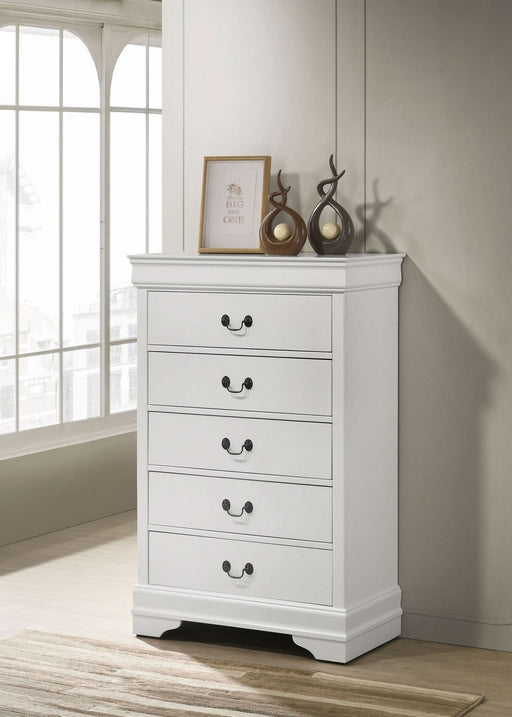 Louis Philippe 5 - drawer Bedroom Chest White - Walo Furniture