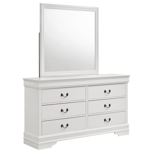 Louis Philippe 6 - drawer Dresser and Mirror White - Walo Furniture