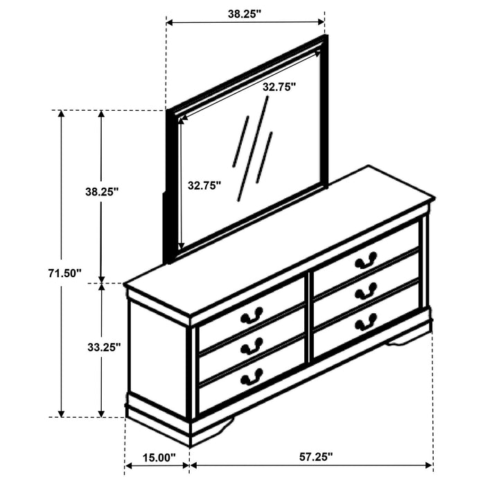 Louis Philippe 6 - drawer Dresser and Mirror White - Walo Furniture