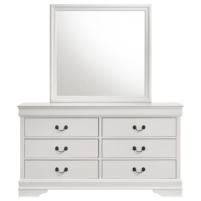 Louis Philippe 6 - drawer Dresser and Mirror White - Walo Furniture