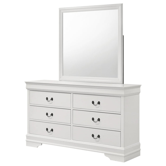 Louis Philippe 6 - drawer Dresser and Mirror White - Walo Furniture