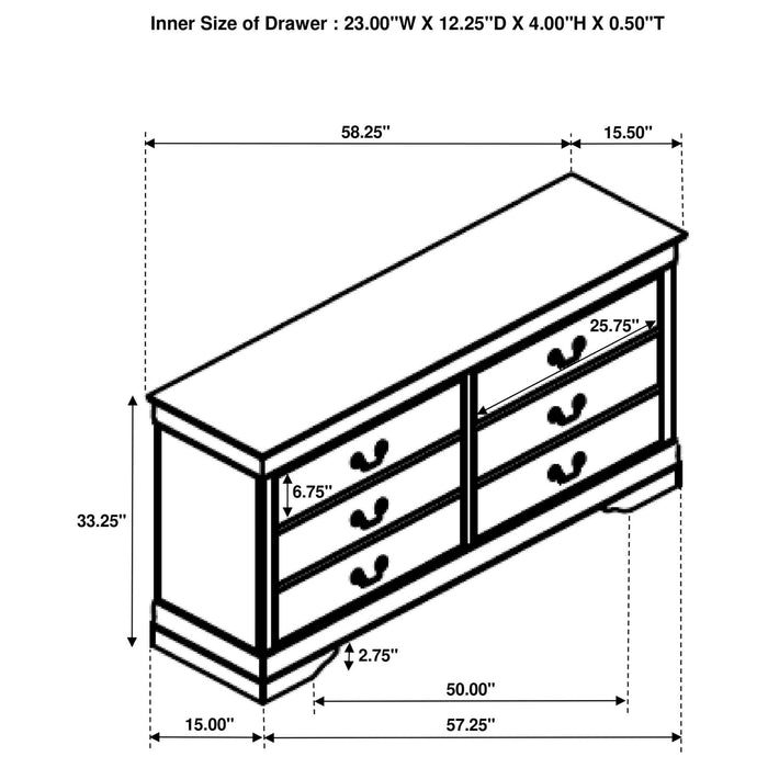 Louis Philippe 6 - drawer Dresser White - Walo Furniture