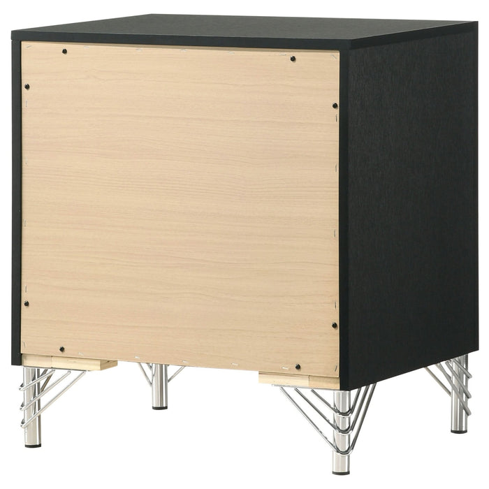 Lucia 2 - drawer Nightstand Bedside Table Black - Walo Furniture