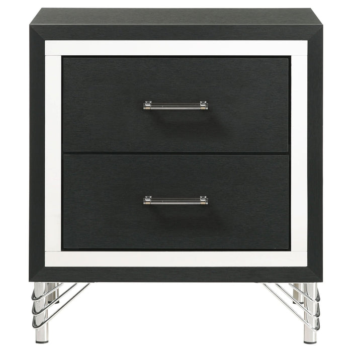 Lucia 2 - drawer Nightstand Bedside Table Black - Walo Furniture