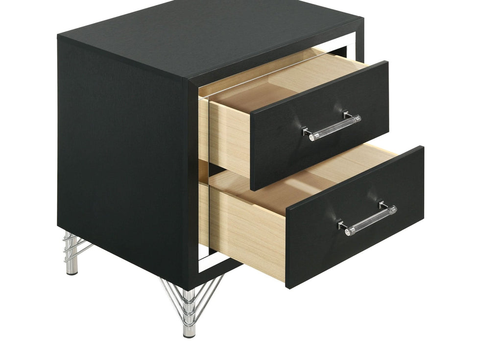 Lucia 2 - drawer Nightstand Bedside Table Black - Walo Furniture