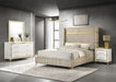 Lucia 4 - piece Eastern King Bedroom Set Beige and White - Walo Furniture