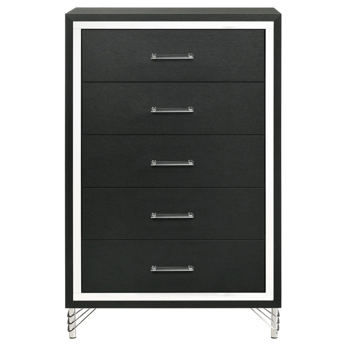 Lucia 5 - drawer Bedroom Chest of Drawers Black - Walo Furniture