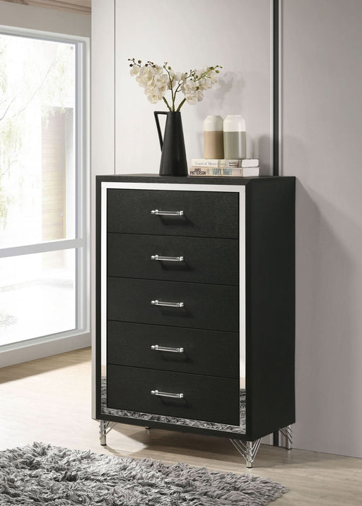 Lucia 5 - drawer Bedroom Chest of Drawers Black - Walo Furniture