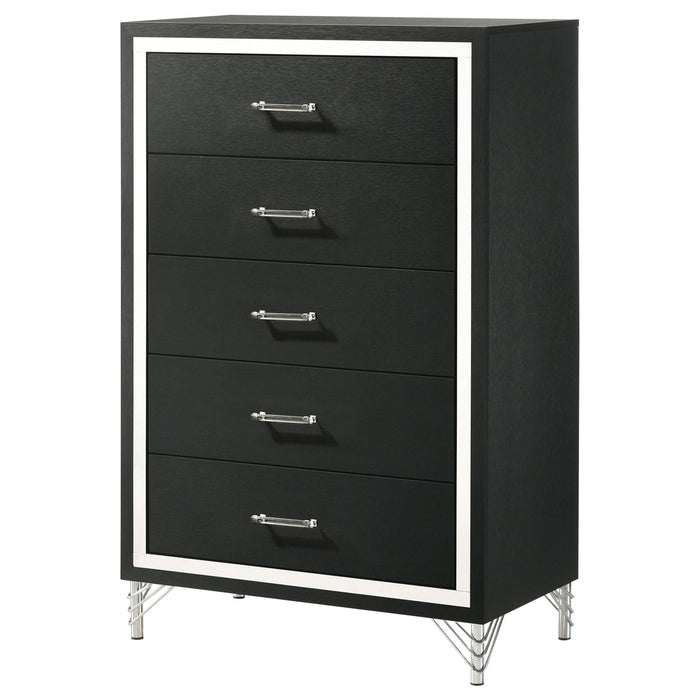 Lucia 5 - drawer Bedroom Chest of Drawers Black - Walo Furniture