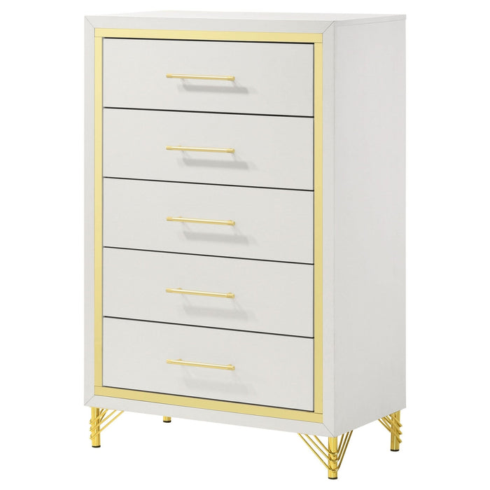 Lucia 5 - drawer Bedroom Chest of Drawers White - Walo Furniture