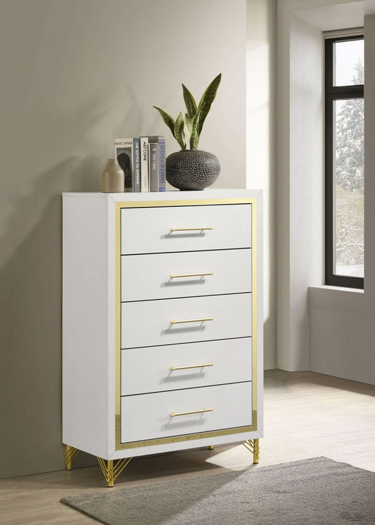 Lucia 5 - drawer Bedroom Chest of Drawers White - Walo Furniture