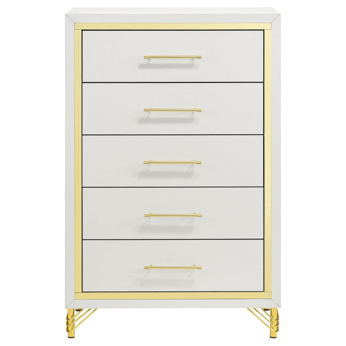 Lucia 5 - drawer Bedroom Chest of Drawers White - Walo Furniture