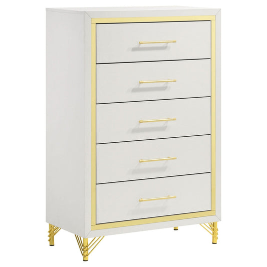 Lucia 5 - drawer Bedroom Chest of Drawers White - Walo Furniture