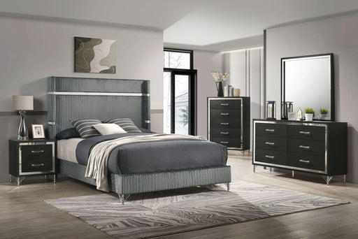 Lucia 5 - piece Queen Bedroom Set Grey and Black - Walo Furniture